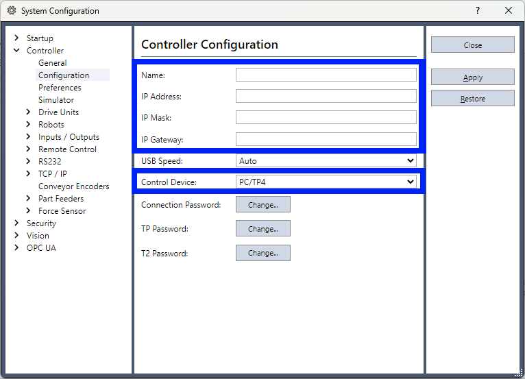 Controller Configuration