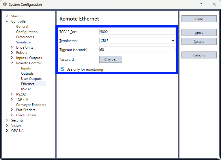 Controller Remote Ethernet