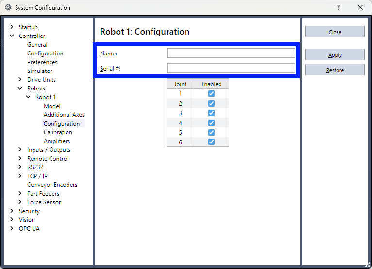 Robot Configuration