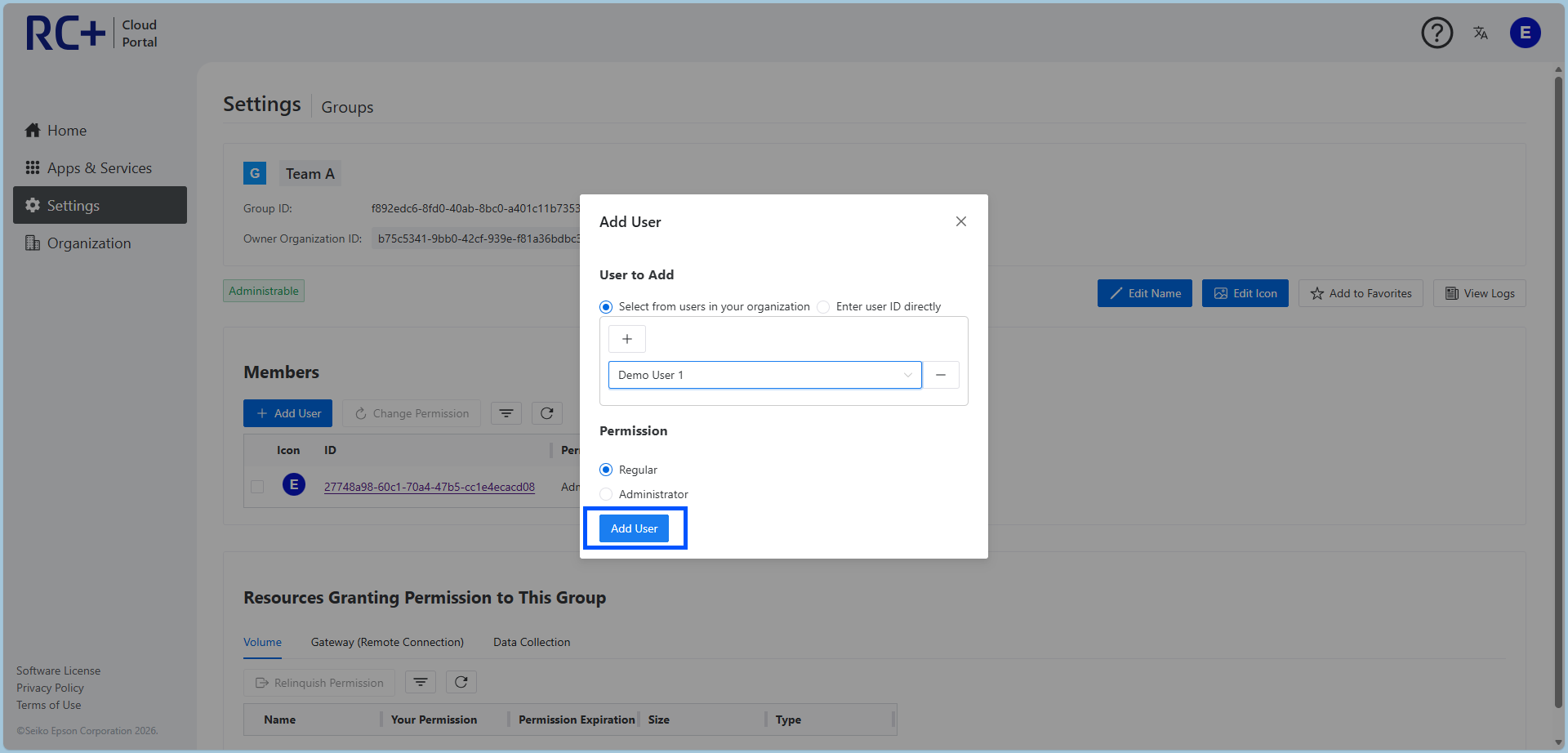 Specifying users