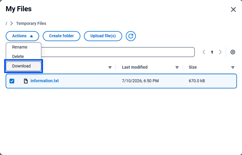 RC+ MyFiles Upload