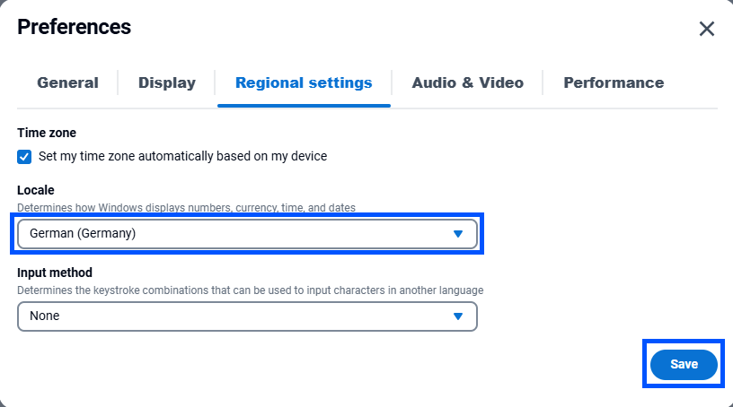 RC+ Preferences RegionalSettings