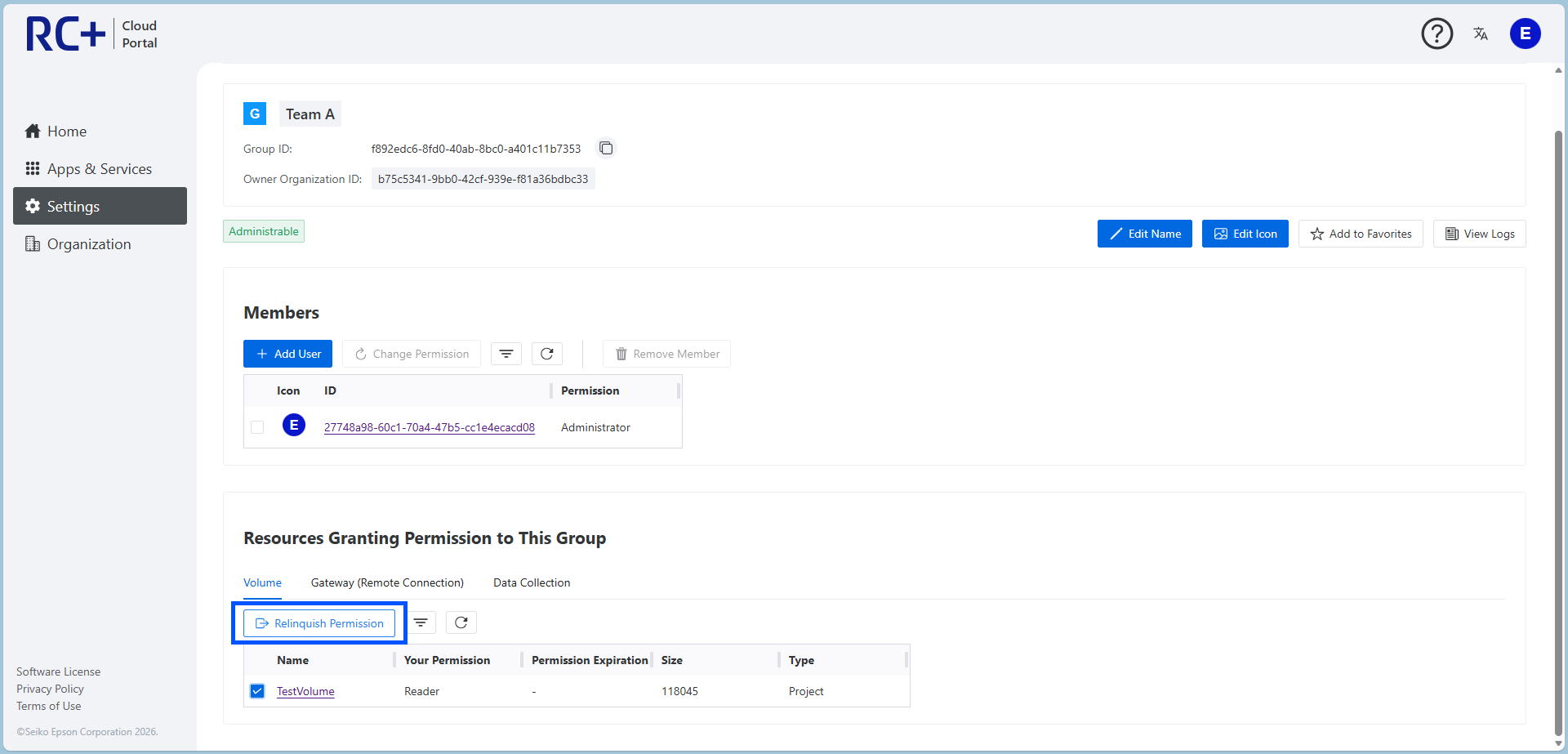 Relinquishing group permissions